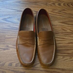 Donald J. Pliner Tan Leather Slip-On Loafers